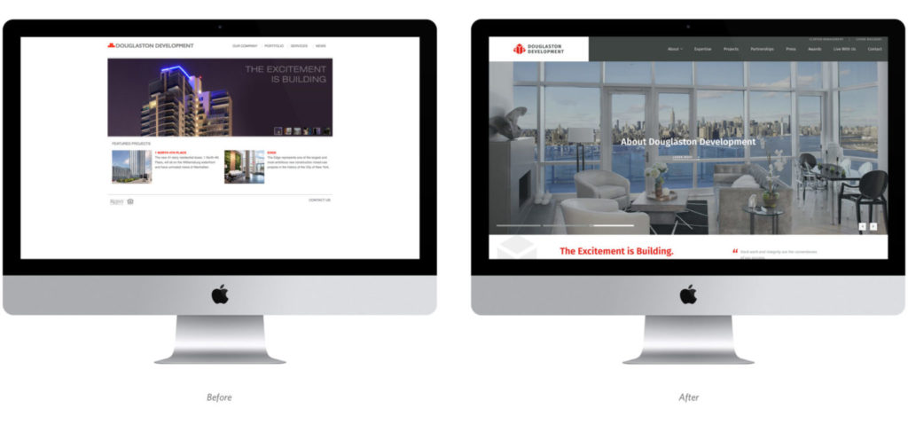 desktop website mockups before and after