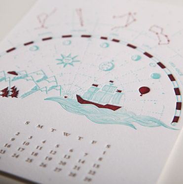 Image of a small calendar with art