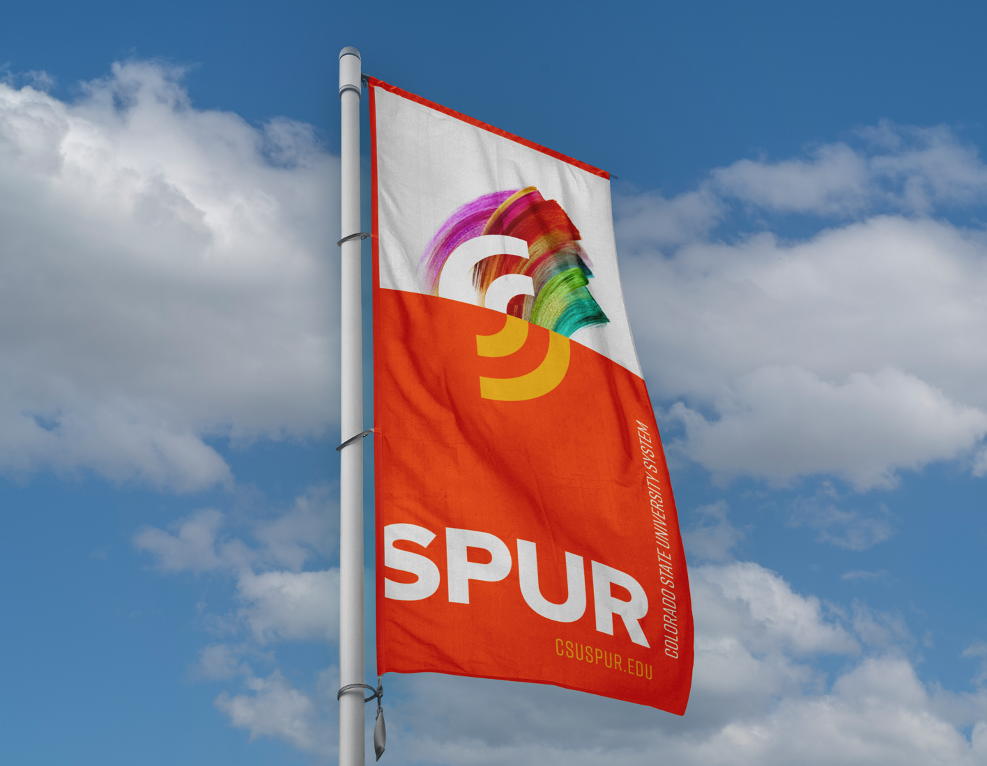 csu spur banner with paint lines on it