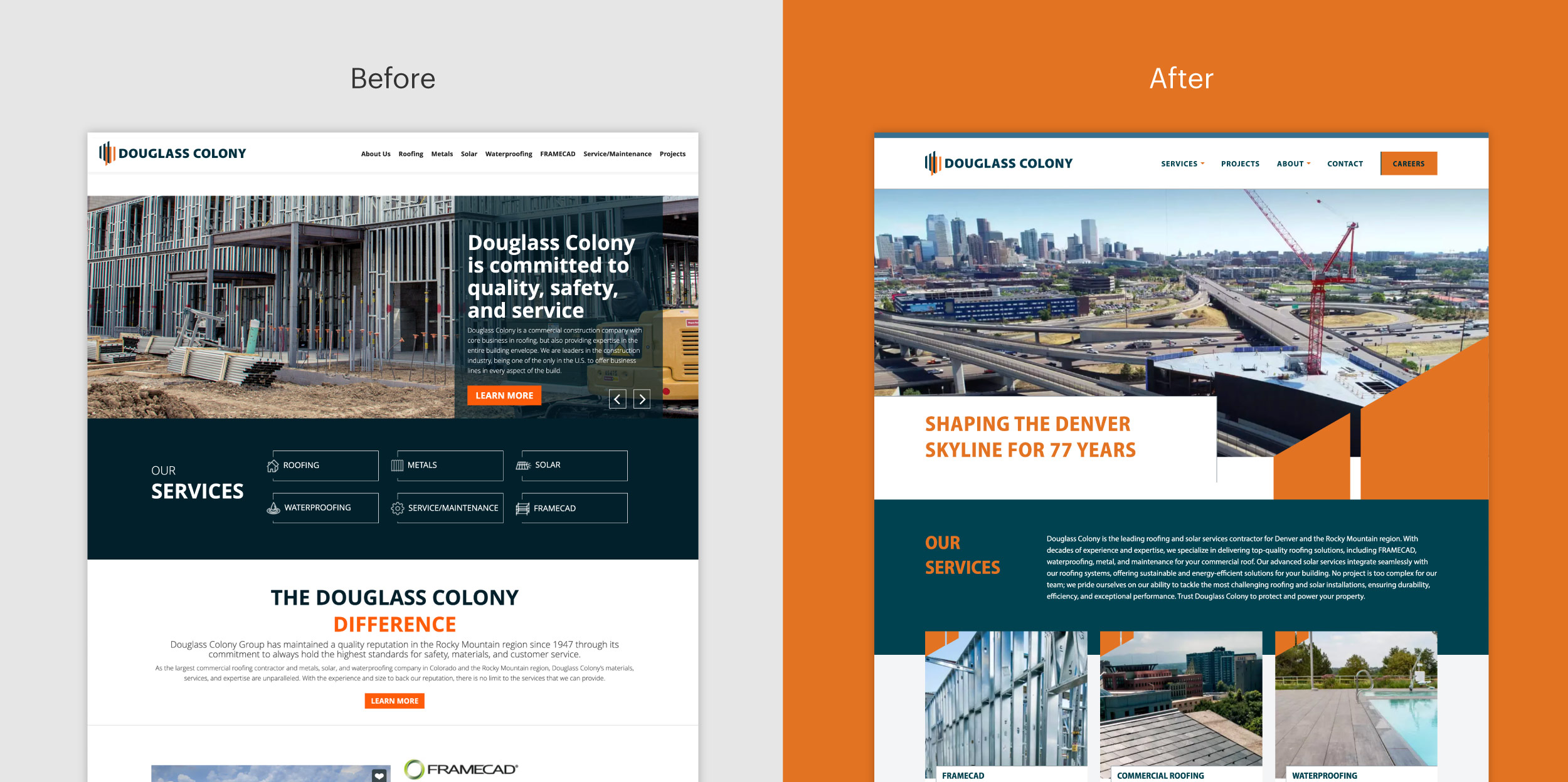 website before and after image