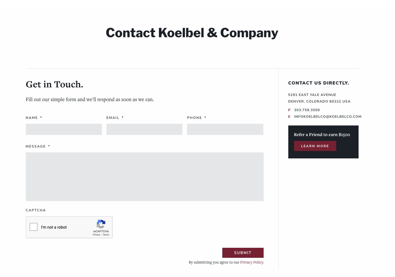 Koelbel & Company Form Field