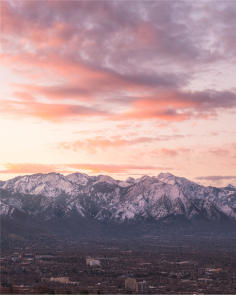 Sandy Utah with mountain backdrop