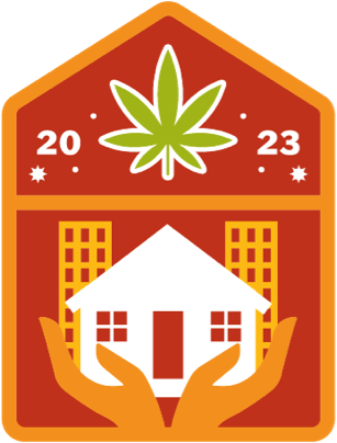 2023 Cannabis Cares patch in red and orange