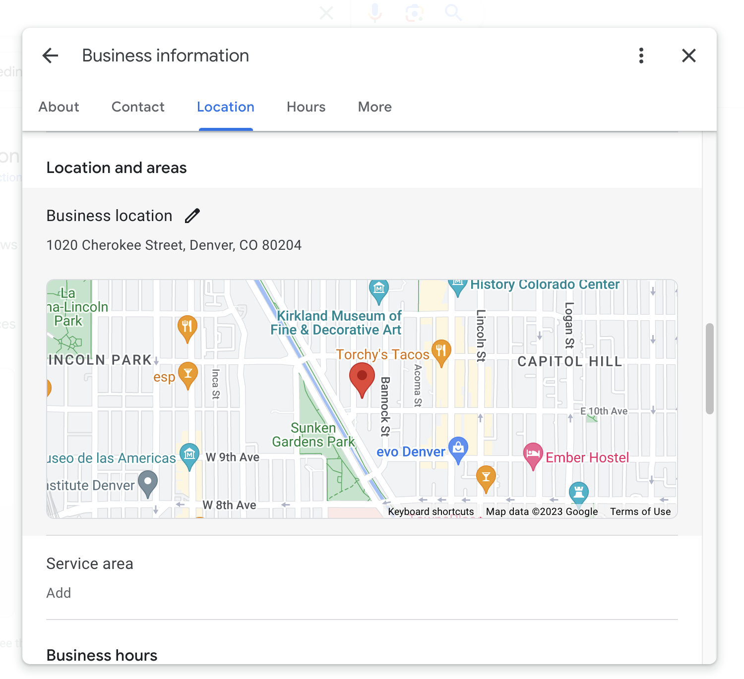 Locations panel on for Google Business Profile