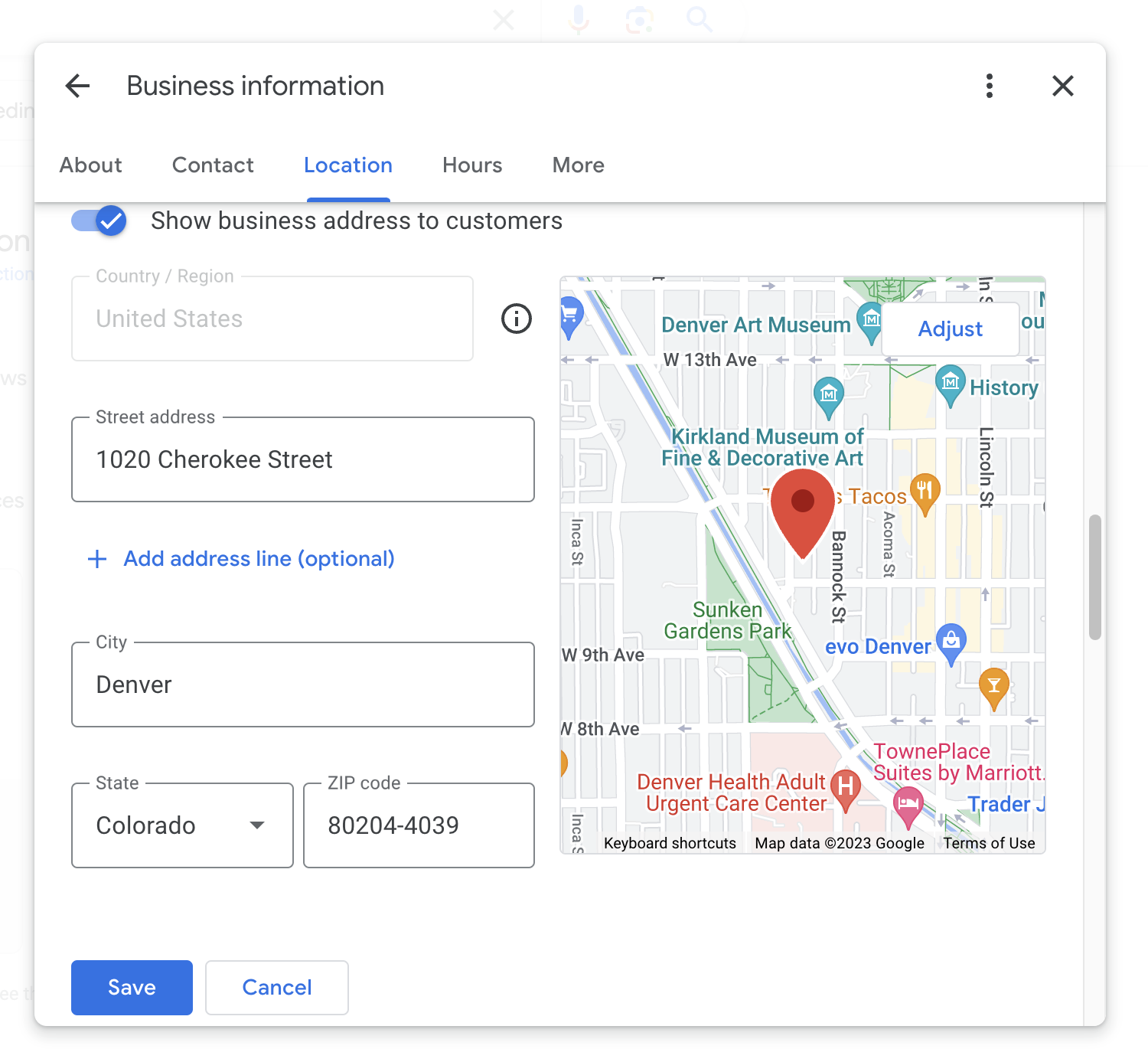 Locations panel on for Google Business Profile