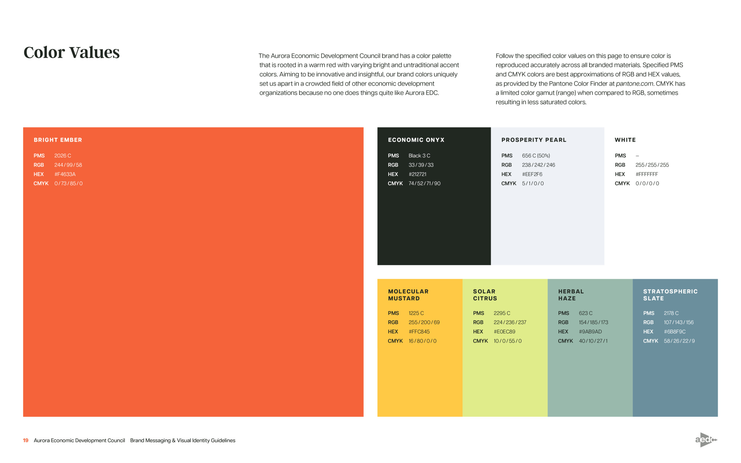 AEDC brand color guidelines