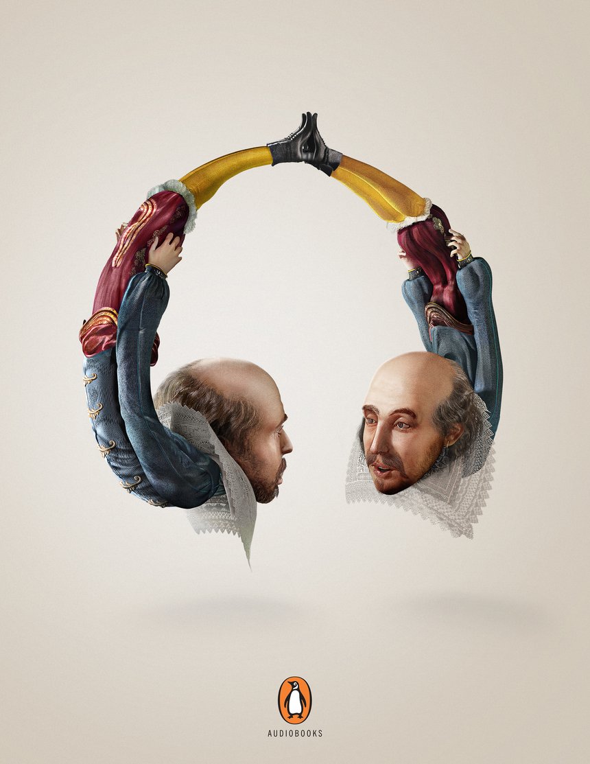 William Shakespeare as headphones
