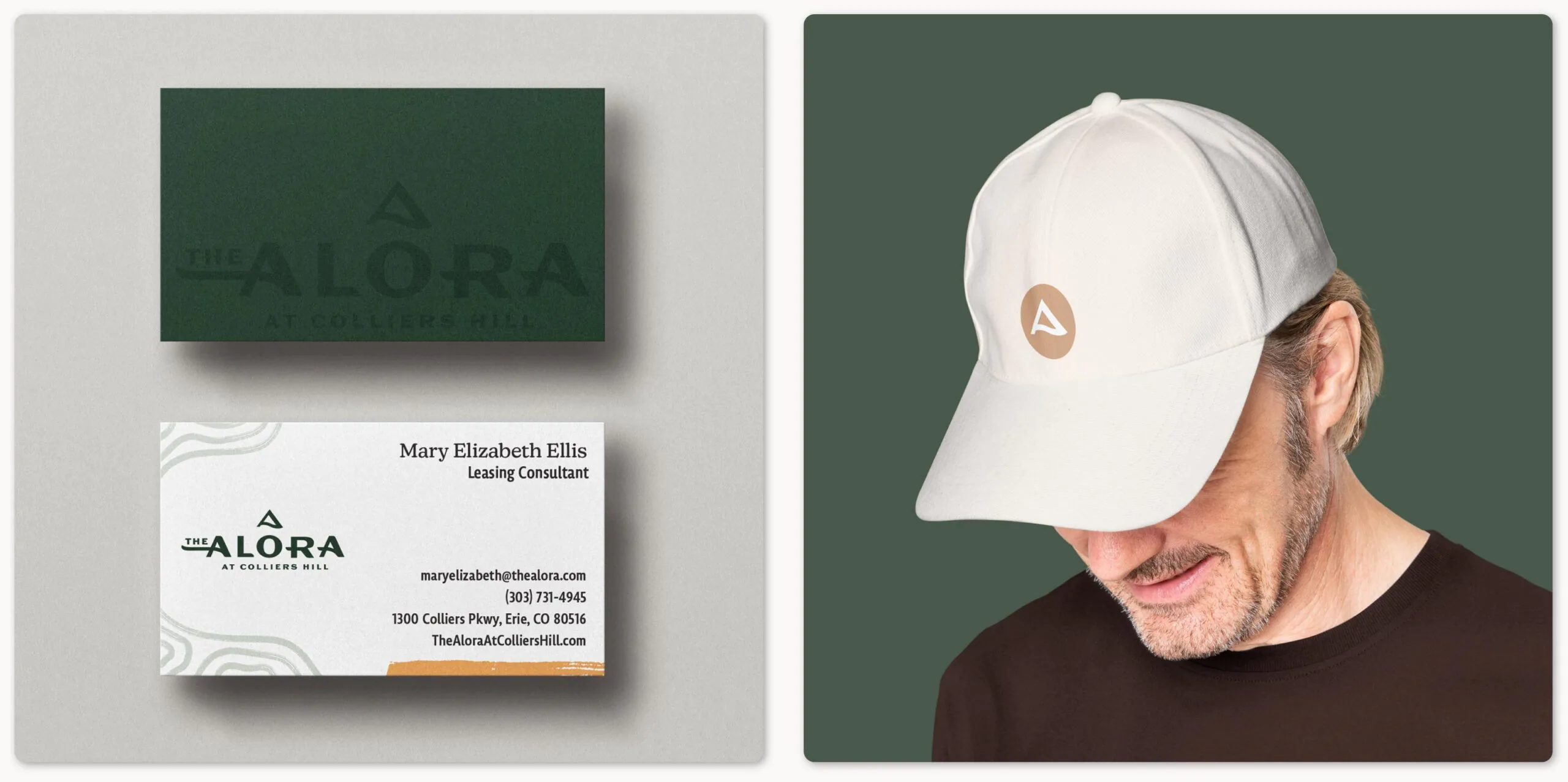 Branded business card and hat mockups